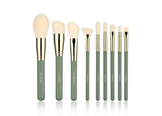 보니르아 미 9PCS 녹색 합성 섬유 화장 솔 세트 브로흐스 마퀴라예 화장 솔